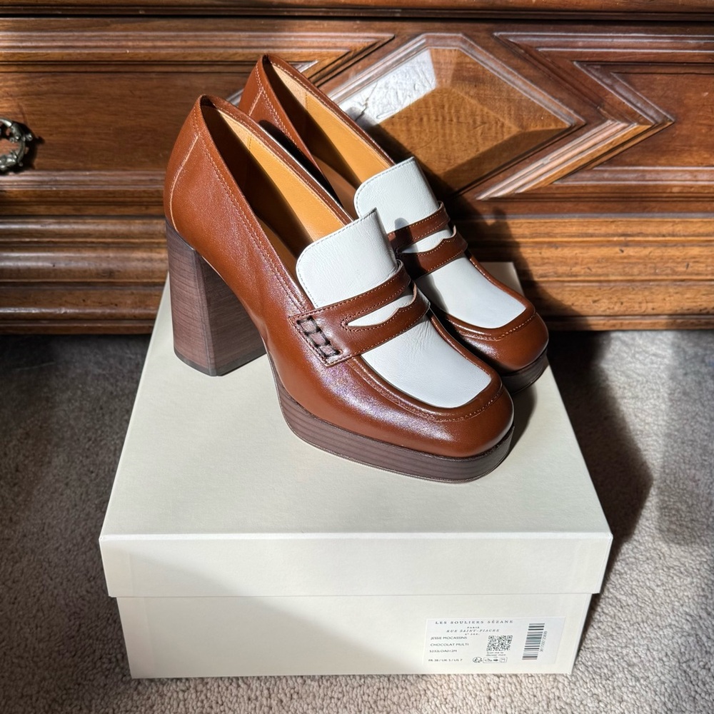 Sezane Jessie Loafers Choco Multi - Size 7 - Picture 2 of 7